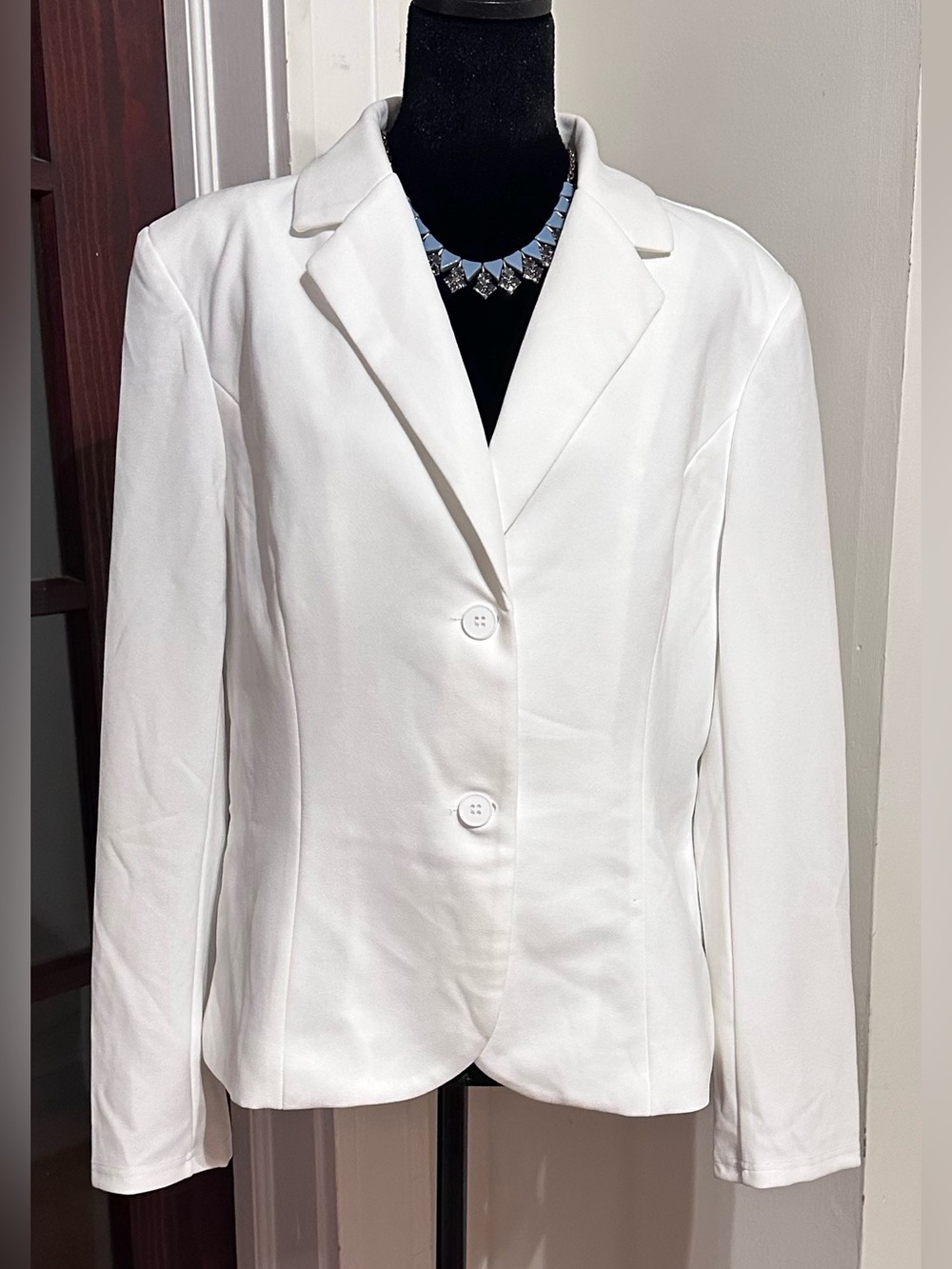 🆕 Allegra K Notched Lapel Collar Stretch Work Office Workwear Jacket Blazer (L) - Picture 2 of 11